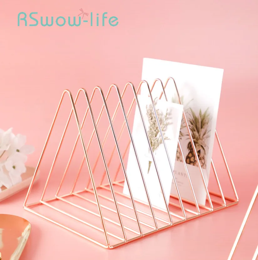 

Desktop Wrought Iron Storage Rack Creative Small Bookshelf Metal Simple Storage Racks Folder Isolation Rack For Home Office