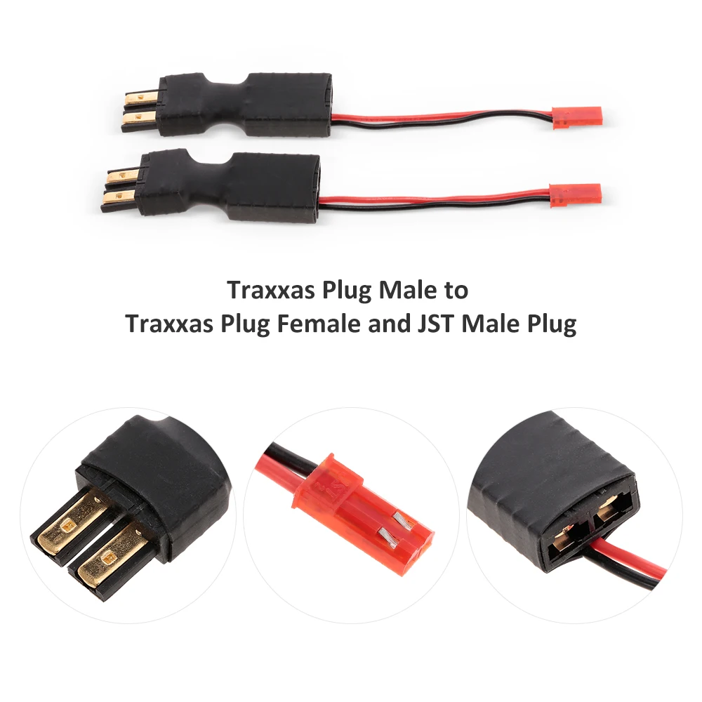 2pcs RC Car Battery Traxxas Plug Male to Traxxas Plug Female & Li Po Li Lion Battery JST Male