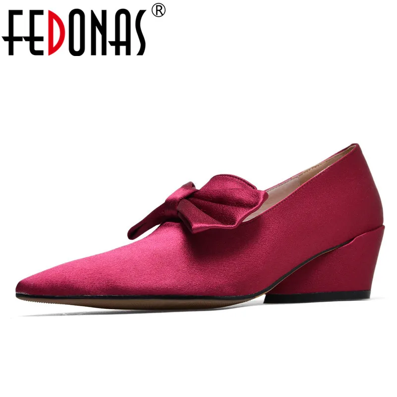 

FEDONAS Women Pointed Toe Pumps Elegant Butterfly Knot Autumn Shoes High Heels Office Lady Shoes Woman Party Prom Pumps