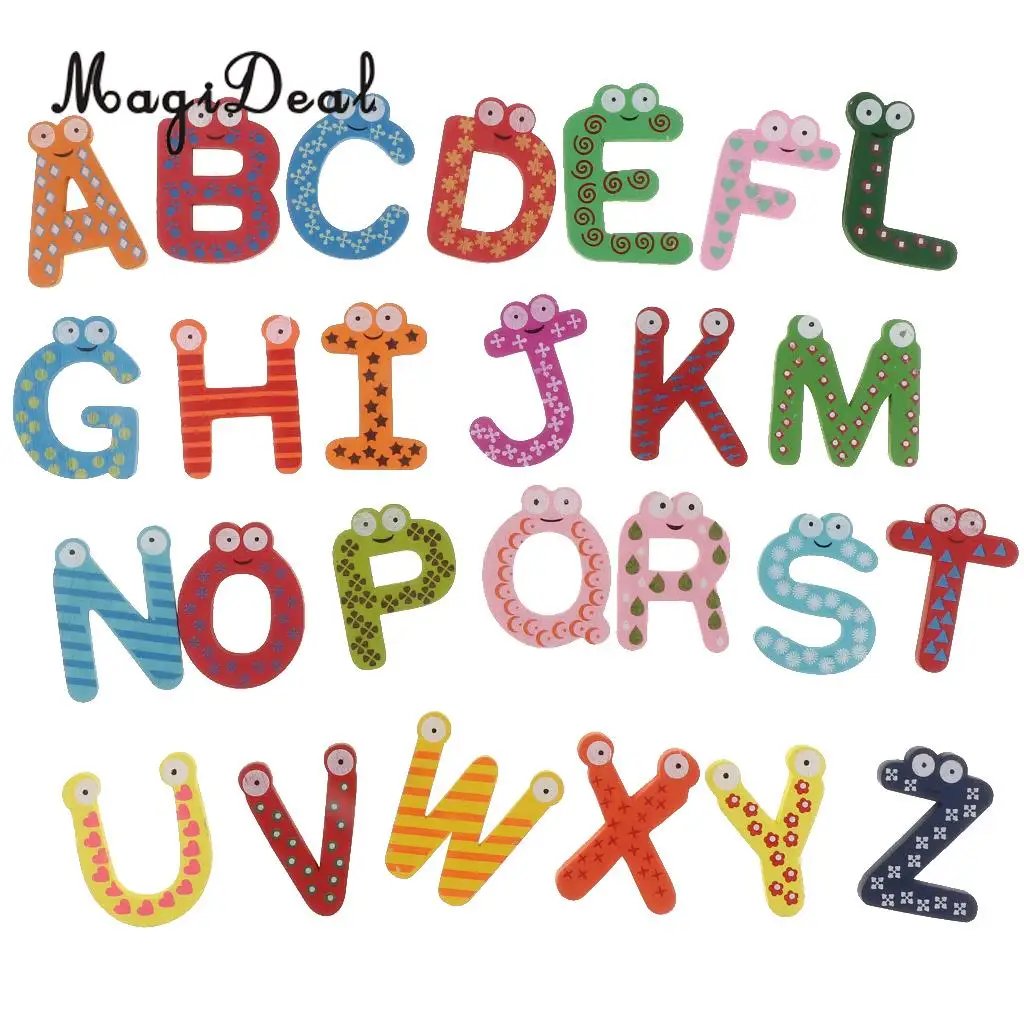 2 set Wooden Magnetic Number & Magnetic Letters A-Z Alphabet Learning Wooden Fridge Magnets Kid Educational Math Counting Toys