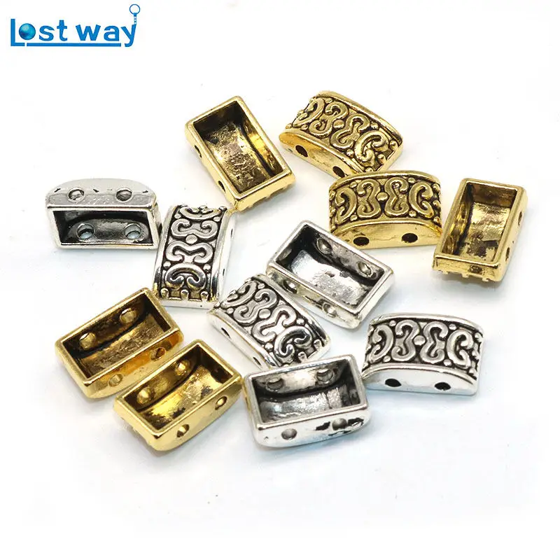 

Two Hole Gold Silver Color Metal Beads Iron Alloy Connectors Beads For Bracelet Necklace Jewelry Making DIY 40pcs 13*8%mm