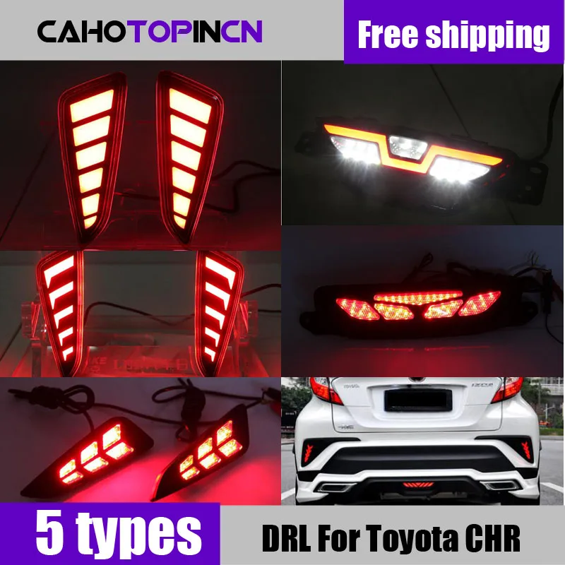 

2PCS Multi-function LED Reflector Lamp Rear Fog Lamp Rear Bumper Light Brake Light For Toyota C-HR CHR 2016 2017 2018