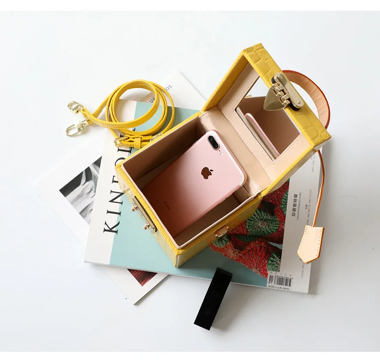 New Mini Hit Color Box Handbag Women Small Square Leather Shoulder Bag Female Candy Color Lock Box Bags