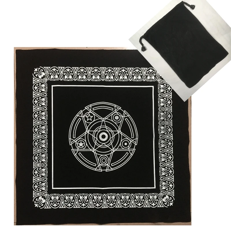 Black Altar Tarot Cards Bag Party Table Cloth Pentagram Retro Tablecloth For Divination Wicca Velveteen Tapestry Vintage