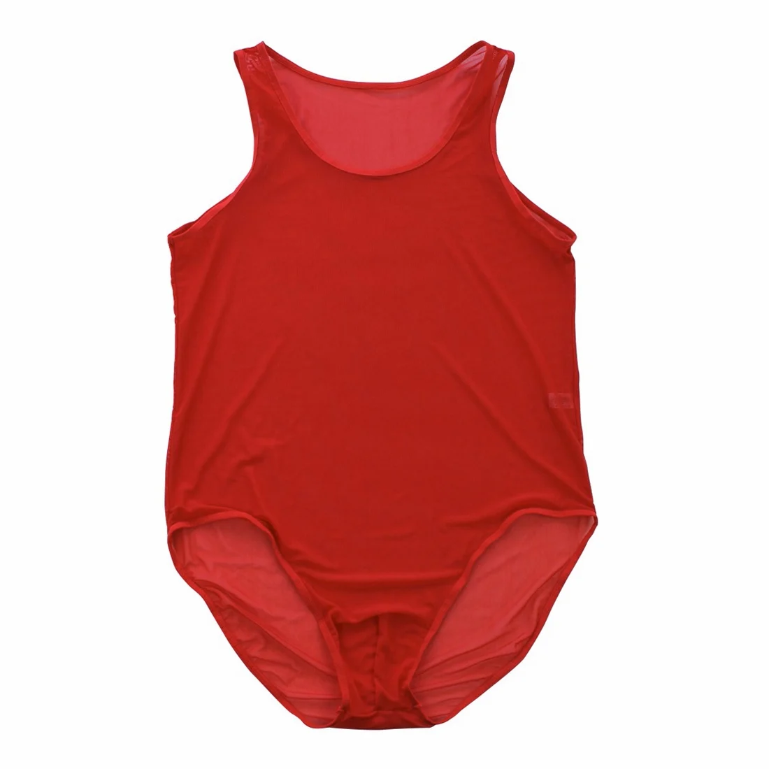 Купальный костюм, мужской купальник, сексуальный, без рукавов, с сеткой, с высоким вырезом, трико, боди, одежда для купания, одежда для спортивной гимнастики, для плавания - Цвет: Red