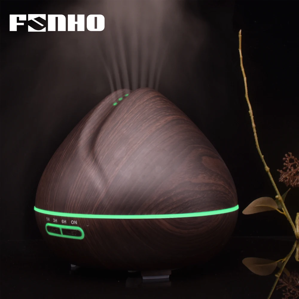 FUNHO 400ml Wood Grain Air Humidifier Ultrasonic Essential Oil Diffuser