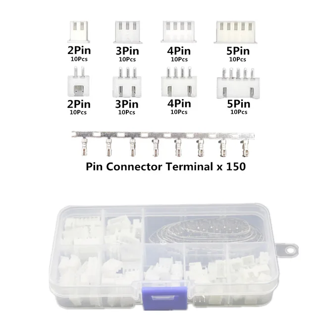 

230pcs XH2.54 2p 3p 4p 5 pin 2.54mm Pitch Terminal Kit / Housing / Pin Header JST Connector Wire Connectors Adaptor XH Kits TJC3