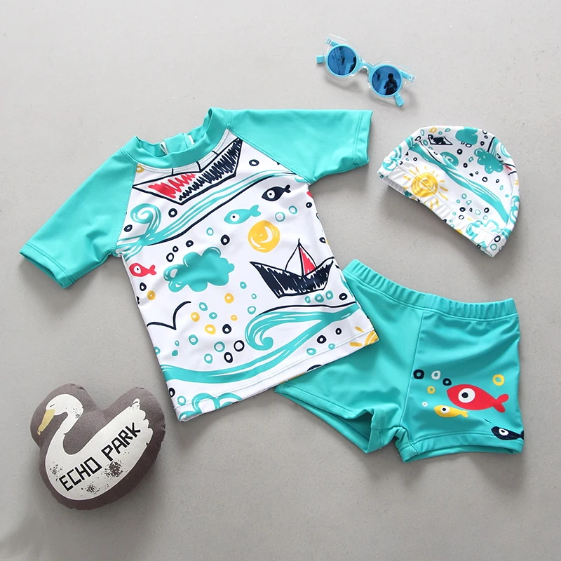 

UV Swimsuit for a Child Swim Lessons Swimsuits Two Pieces Separate Rash Guards Printed Baby Toddler Boys Swimwear Bathing Suits