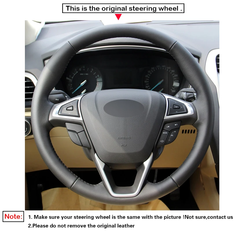 LQTENLEO черное замшевое рулевое колесо Крышка для Ford Mondeo 2013- Fusion 2013- EDGE 2013- Galaxy- S-Max 2012