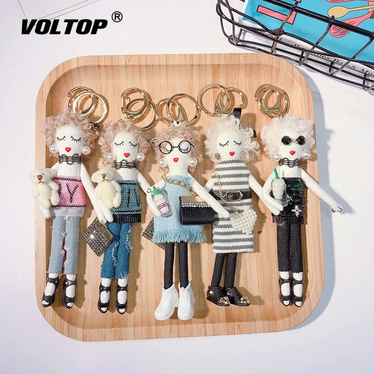 

Fashion Girl Doll Keychain Bags Car Decoration Accessories Handmade Pendant Key Chain Key Ring INS Style Ornaments