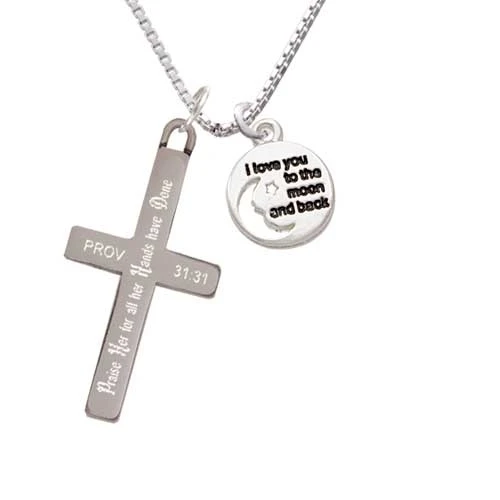 Small I Love You to the Moon - Praise Her - Cross Necklace (1)
