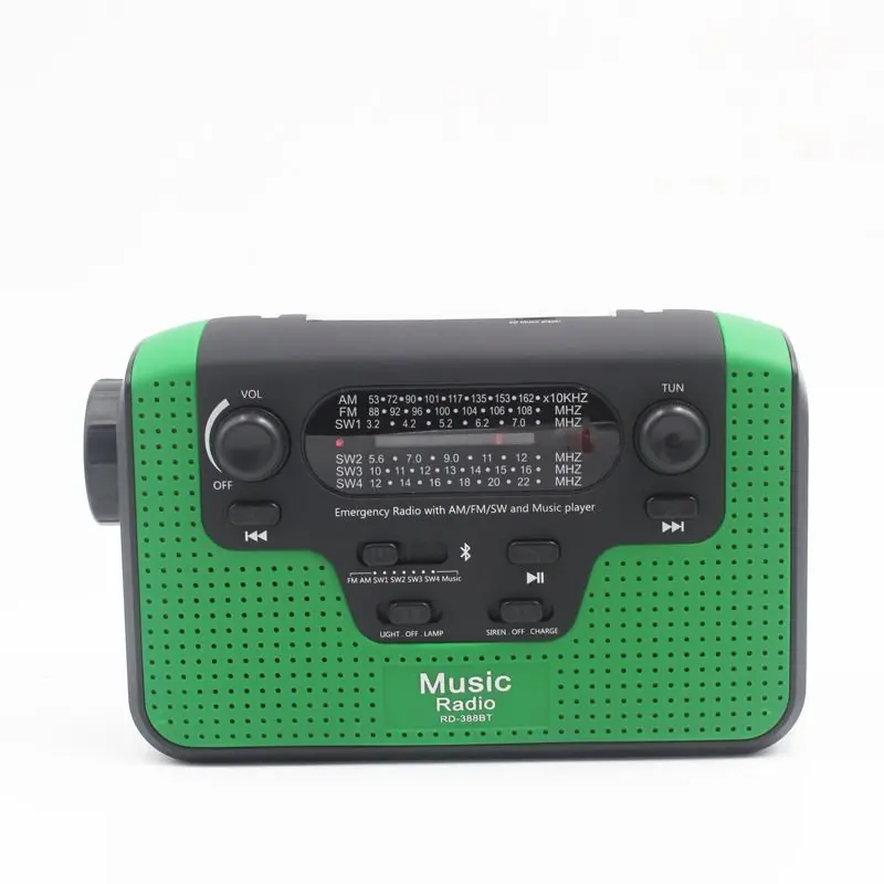 Портативный AM FM радио Светодиодный светильник флэш-светильник Bluetooth динамик мобильный телефон банк солнечной энергии поколение TF карта U диск плеер