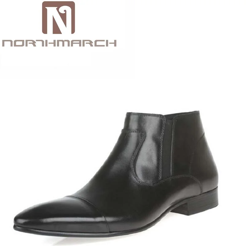 

NORTHMARCH Luxury Brand Ankle Boots Men Retro Zipper Chelsea Boots Mens Genuine Leather Boots Botas Hombre Men Fomal Dress Shoes