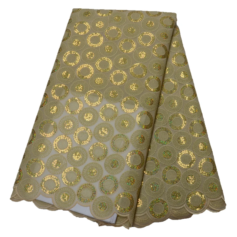 

New Arrival African Lace Fabric 2019 High Quality Lace French Fabric Sequins Nigerian Lace Fabrics For Wedding HJ1511-1