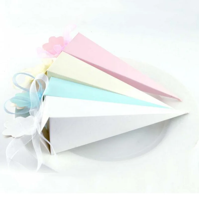 50pcs Ice Cream Candy Box Wedding Gift Sweet Box With Ribbon Wedding Gifts For Guests Wedding Decoration Event Party Supplies bridesmaid gift bags