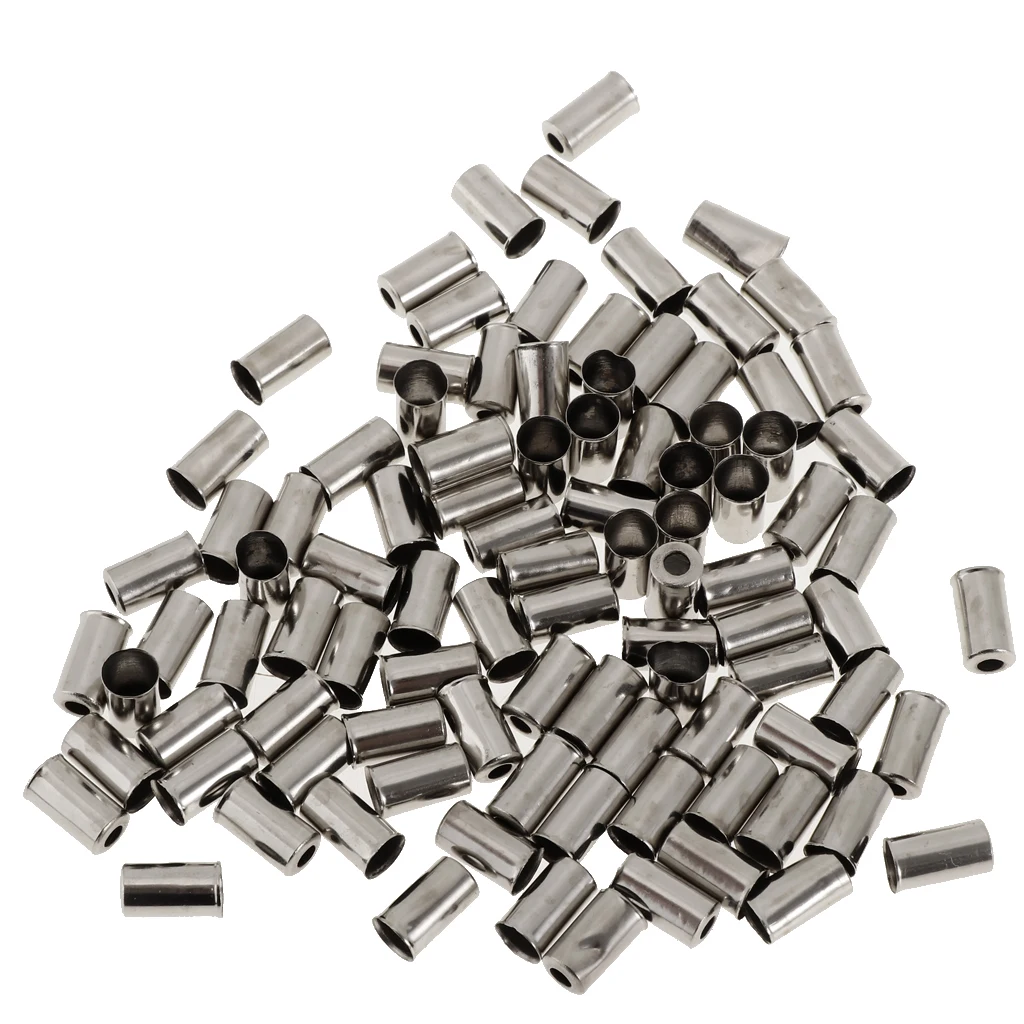 

100Pcs Durable Aluminum Mountain Bicycle Brake Cable Cap End Tips Crimps Brake Cable Cover Protector, Silver