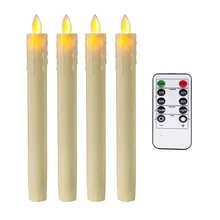 Набор из 2 желтых светодиодных конических свечей с дистанционным управлением с таймером, беспламенные движущиеся фитили свечи, батарея в комплект не входит, Высота 8,5 дюйма