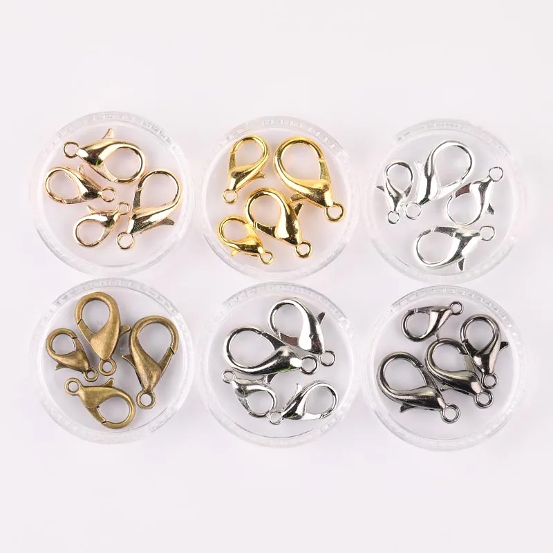 100/60/50pcs Metal Lobster Clasps Hooks for Jewelry Finding KC Gold Silver Gun Black Color Connect Buckle
