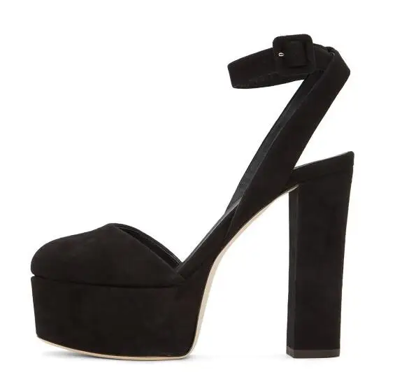 Mujer Plataforma Alto Peep Abierta Punta Del De Toe Verano Sandalias Para Zapatos Size34 43 Vestir Tacón Señoras Talón Ante Negro 4q5xWz