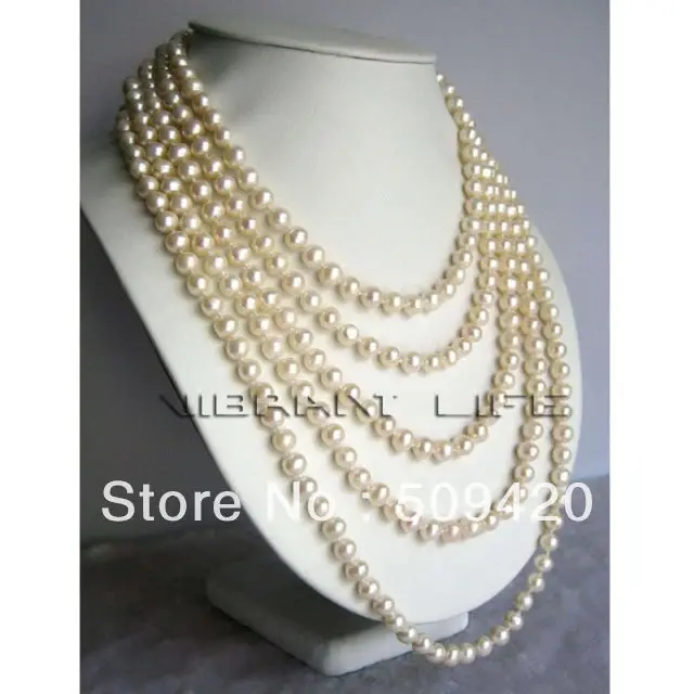 

Free ShippingLong 100" 7-8mm White Freshwater Pearl Necklace Natural Color