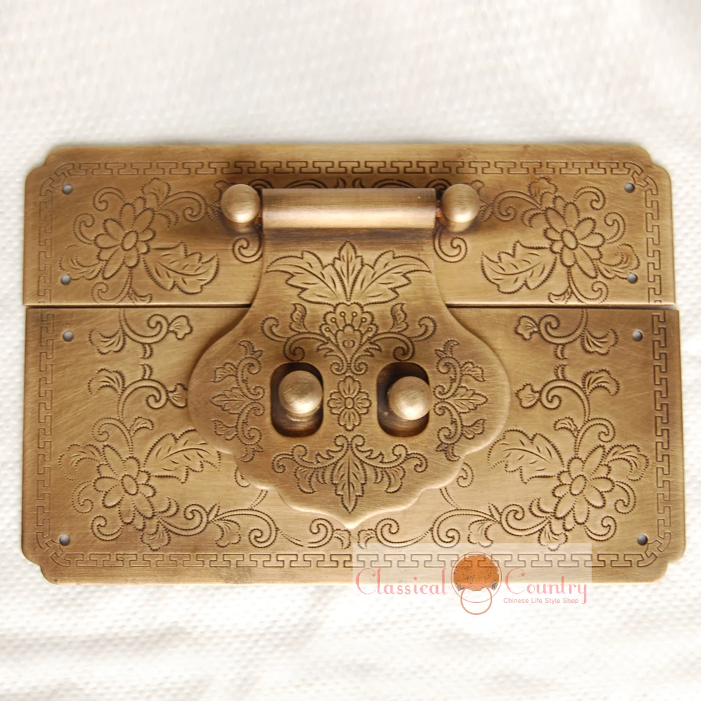 Antique Chinese Furniture Hardware Brass Latch Catch for Trunk Jewelry