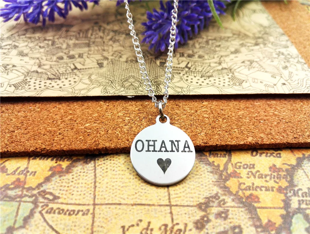 

Fashion stainless steel necklace "OHANA" Charms Pendant necklace Jewelry Gift more style for choosing