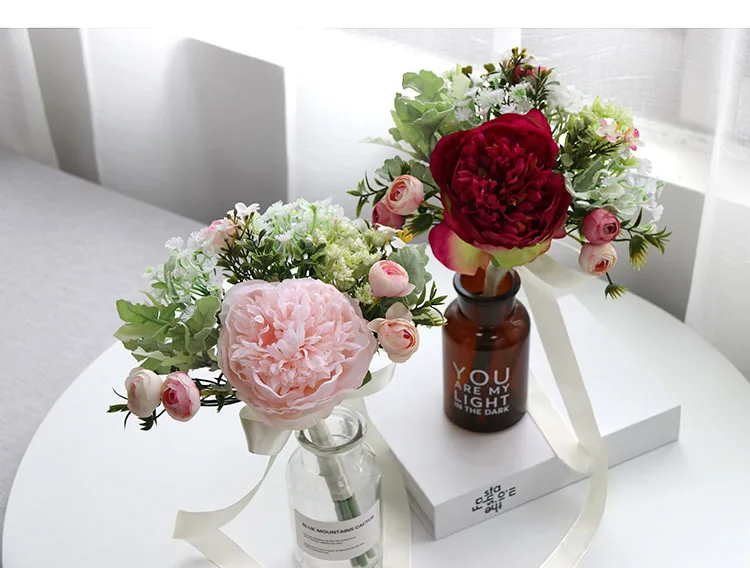 Wedding Bouquet for bridesmaids flowers artificial rose peony (20)