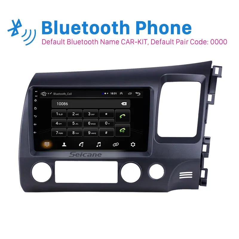 Top Seicane 2din Android 8.1 9inch Car Multimedia player For Honda Civic 2006 2007 2008 2009 2010 2011 GPS car radio support AUX USB 1