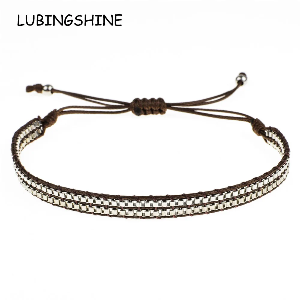 

Woman Men Handmade Bohemia Weave Adjustable Rope Chain Box Beads Charms Bracelets Wristband Jewelry Party Pulseira Gift