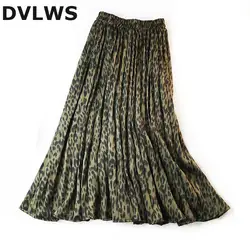 2019 модная леопардовая плиссированная юбка женская летняя Весенняя Высококачественная леопардовая юбка женская шелковая сенсорная