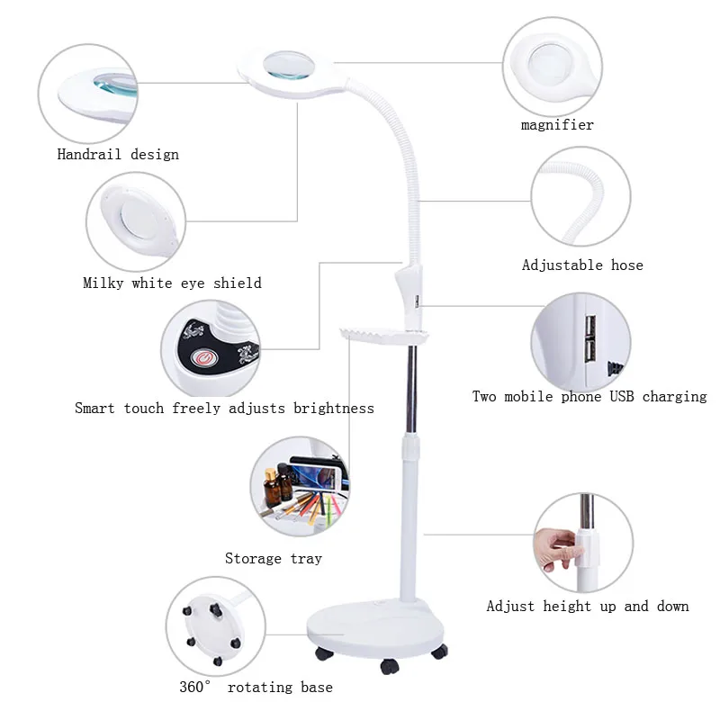 Светодиодный светильник для салона красоты, холодный светильник, увеличительное стекло, лампа для татуировки, лампа для красоты, лампа для ногтей, бровей, лампа для пола без теней