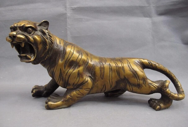 

Collectible bronze lion statue S0821 Chinese Folk Copper Bronze Lucky Feline animal Ferocious tiger Statue B0403