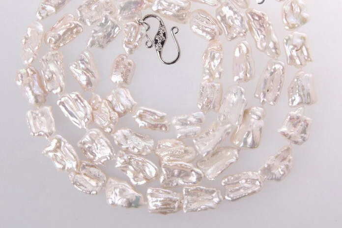 

FREE SHIPPING>@@> N1893 long 50" big 20mm baroque white freshwater cultured pearl necklace