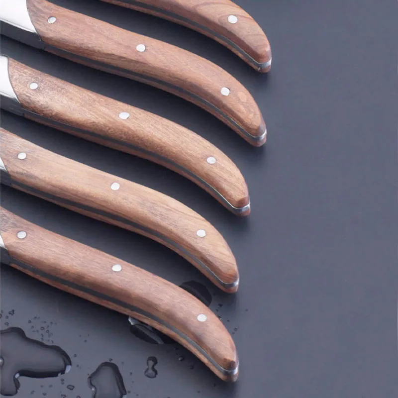 OLIVIER WOOD HANDLE STEAK KNIVES (3)