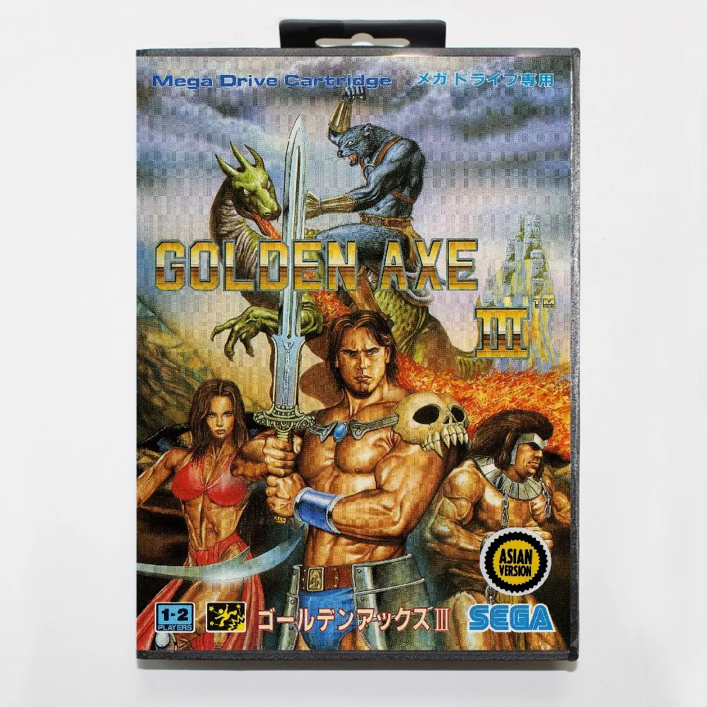 Golden Axe III 16 bit MD card with Retail box for Sega MegaDrive font b Video