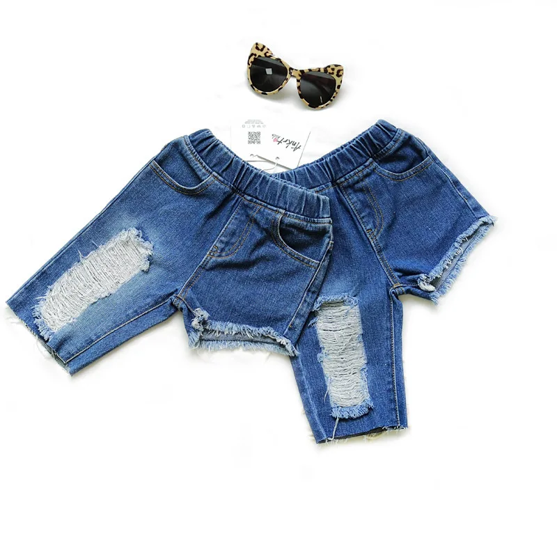 Thunderers/летние нестандартные детские джинсы детские короткие штаны с рваными дырками на талии Штаны для малышей Одежда для детей от 18 месяцев до 6 лет