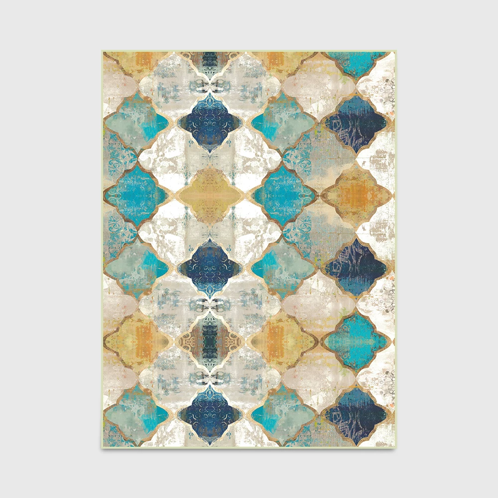 

Fashion Retro Vintage European Moroccan Style Diamonds Door/Kitchen mat Living Room Bedroom Bedside Area Rug Carpet Blue Yellow