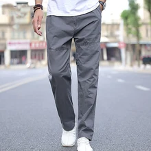 Летние мужские брюки размера плюс большого размера из чистого хлопка, тонкие свободные брюки, мужские уличные спортивные брюки, мужские брюки-карго
