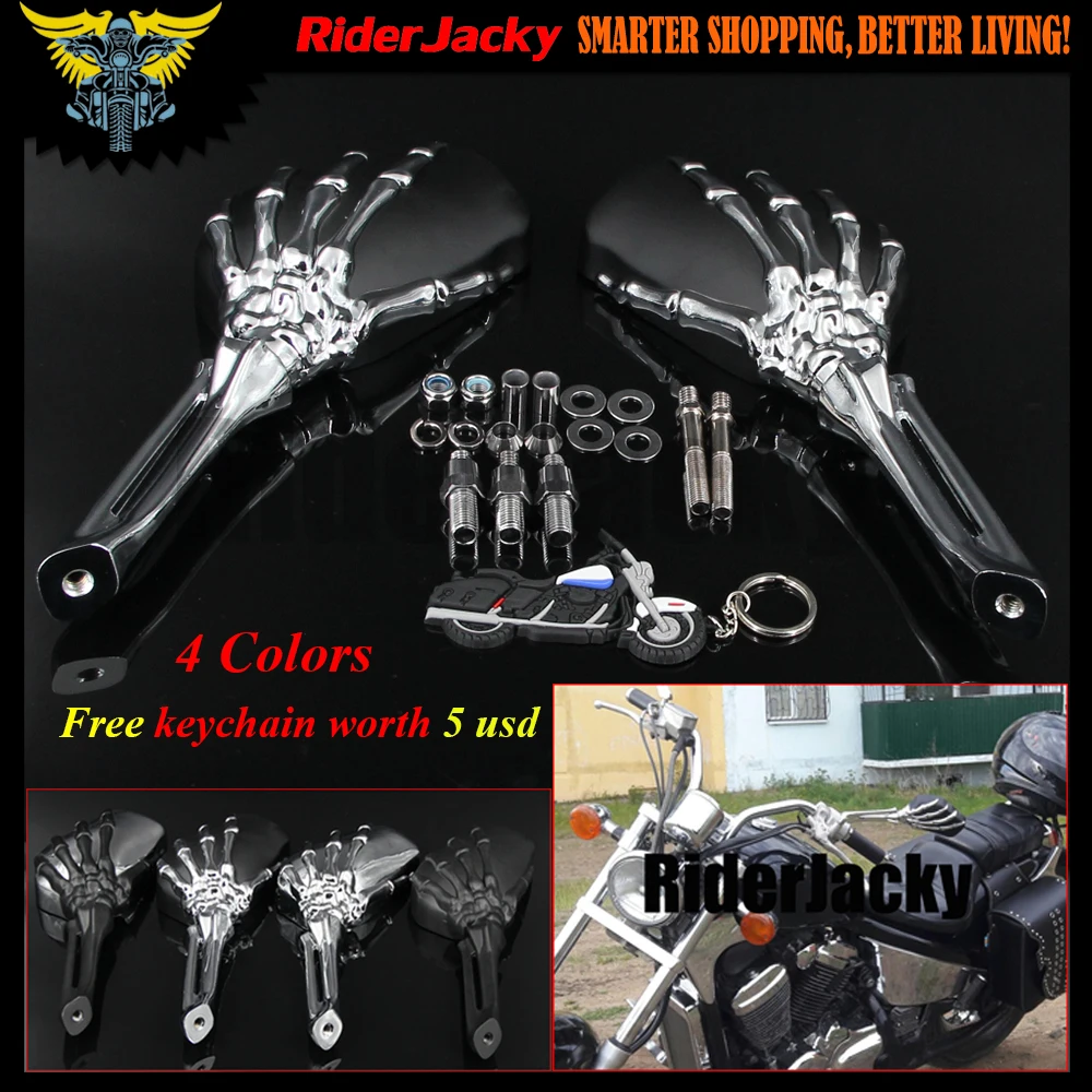 Chrome Skull Skeleton Rearview Mirrors For Suzuki Intruder Volusia Boulevard / Honda Shadow 750 1100 VTX VT / Yamaha V-Star Chrome Skull Skeleton Rearview Mirrors For Suzuki Intruder Volusia Boulevard / Honda Shadow 750 1100 VTX VT / Yamaha V-Star