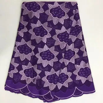 

Latest African Cotton Laces Embroidered Nigerian Cotton Swiss Lace With Stones High Quality Switzerland Lace For Men 16-3