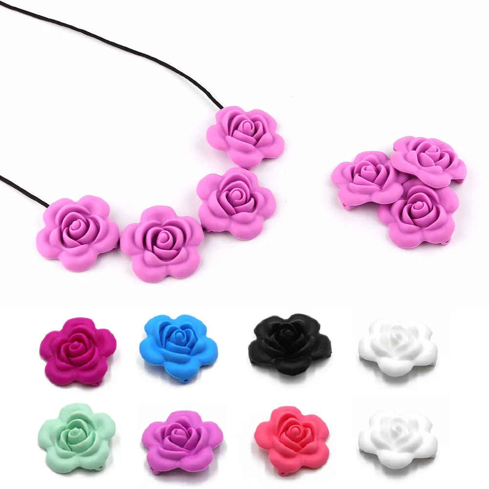 

TYRY.HU 10pcs Silicone Beads Flower Accessories DIY Necklace Pacifier Chain Bracelet Baby Teething BPA Free Silicone teether Toy
