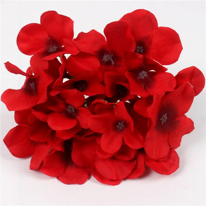 300 шт./лот, роскошный искусственный Шелковый цветок гортензии, потрясающий красочный декоративный цветок для свадьбы, вечеринки, дома, отеля, украшения - Цвет: red