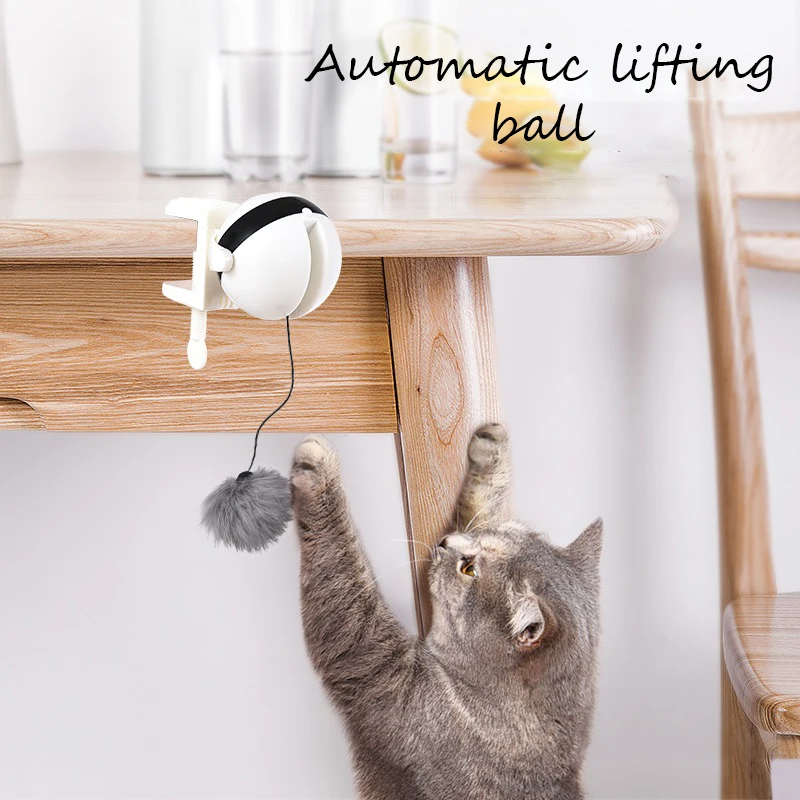 

Funny Cat Teaser Toy Lifting Ball Electric Flutter Rotating Lifting Hairball Interactive Cat Can Play By Itself Training Tool