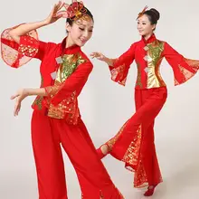 Танцевальные костюмы ограниченная женская одежда Hmong Yangko танцевальная одежда новые костюмы женские Национальные бамбуковый веер классическая одежда