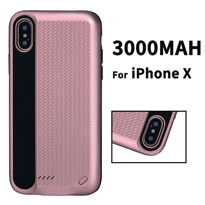 KISSCASE батарея сзади чехол для iPhone X XS 30000 мАч зарядки Ultra Light PC+ ТПУ чехол запасные аккумуляторы для телефонов зарядное устройство прослуш - Цвет: Rose Gold