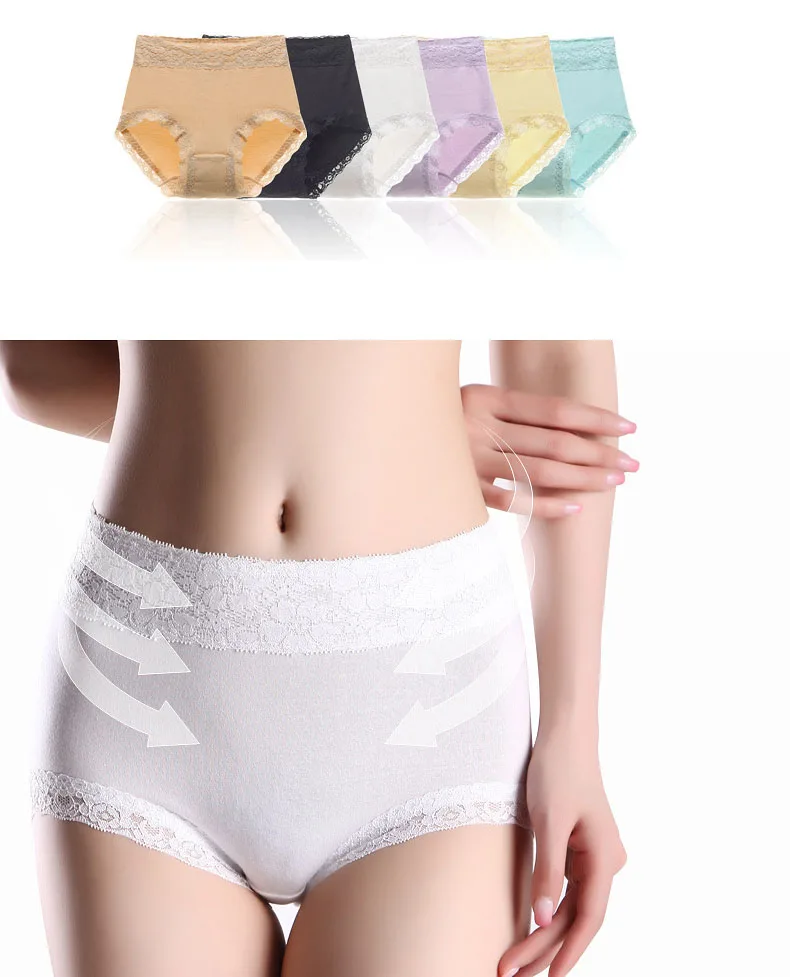 Women's Sexy Lace Panties High Waist Women Seamless Cotton Underwear Plus Size XXL Panties Breathable Lingerie For Ladies Culotte Femme 02