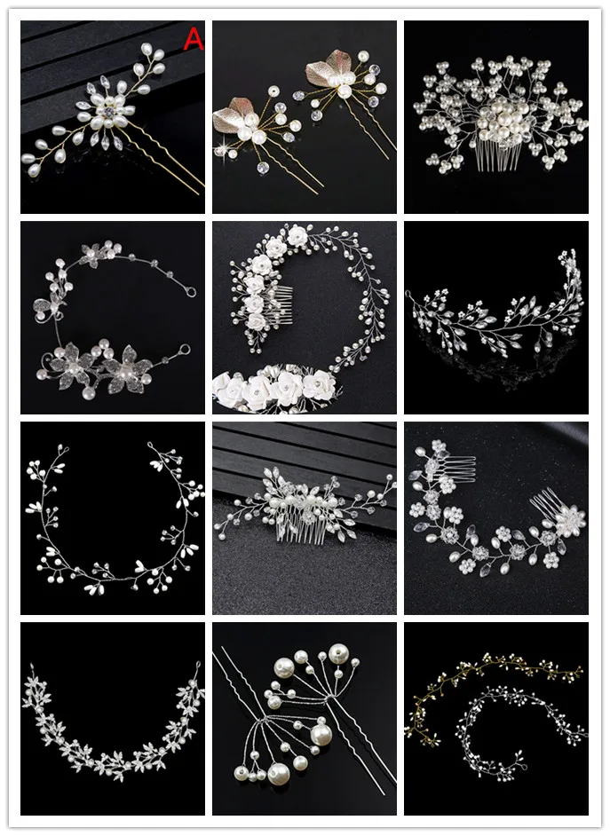 

New Crystal Simulated Pearl Hair Comb For Wedding Bride Hair Jewelry Multi Style Color Hair Accessories Handmade Headpiece Tiara