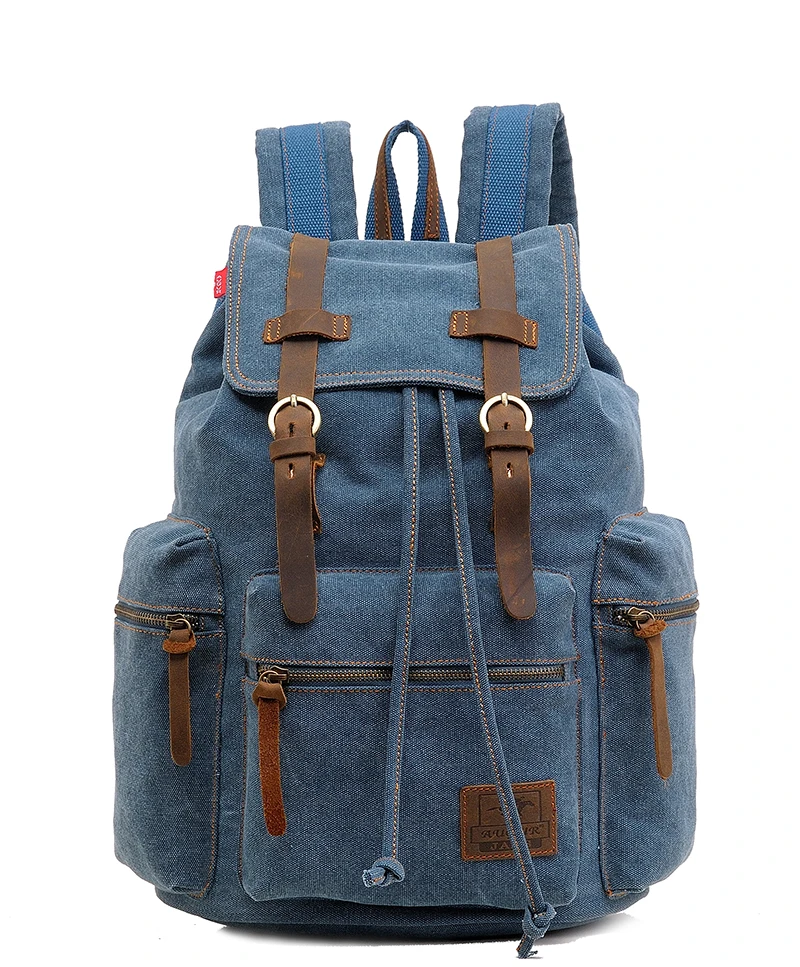 AUGUR Classic Men and Women Backpack Heavy Durable Canvas Vintage Travel Large Capacity Laptop School Backpack Rucksack
