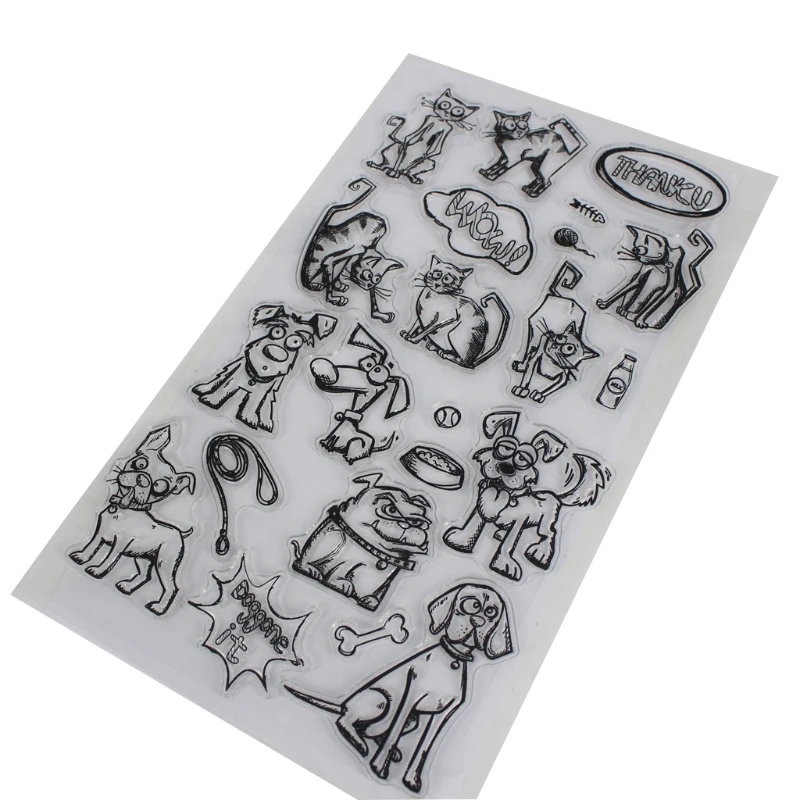 

Cartoon Cat & Dog DIY Silicone Clear Rubber Stamp Sheet Scrapbooking Album Craft