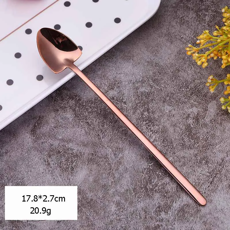 FHEAL красочная ложка с длинной ручкой столовые приборы кофе для питья кухонный гаджет из нержавеющей стали десертное Мороженое ложка - Цвет: Triangle-Rosegold